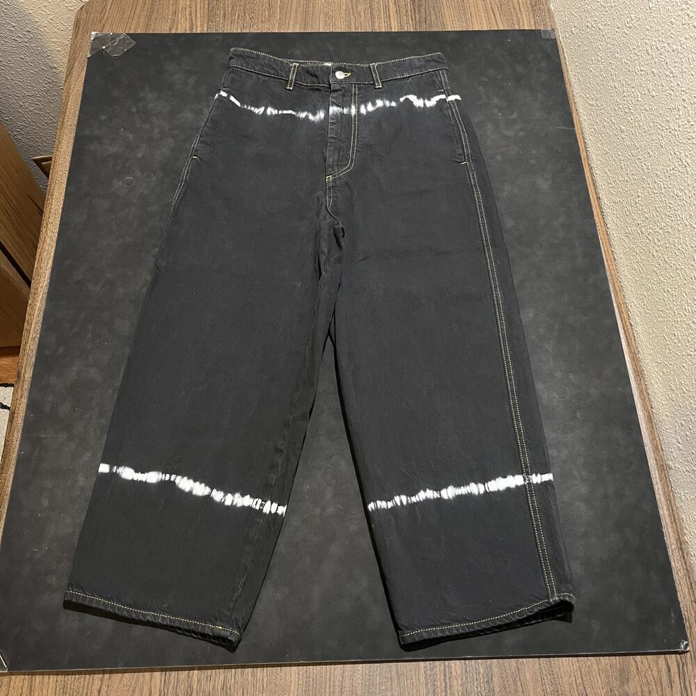 Marni Jeans Mens 36 Black Wide Leg Made In Italy Tie Dye Straight Denim Pants